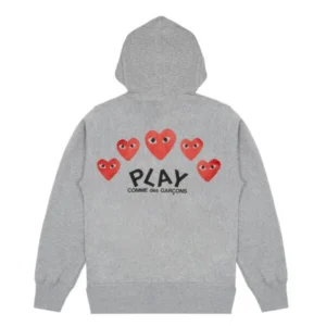 PLAY GREY MULTI LOGO ZIP HOODIE